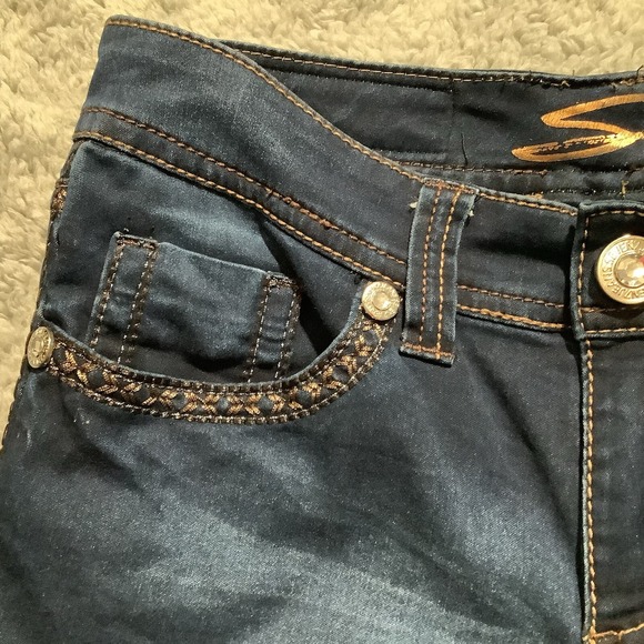 Seven7 Leggings Jeggings Jeans Size‎ 8 Dark Wash Embellished Low Rise - Picture 4 of 15